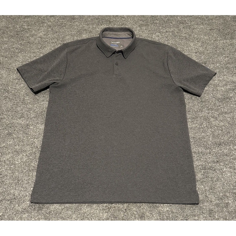 Twillory Mens Large Grey Athleisure Polo Shirt Solid Performance EUC